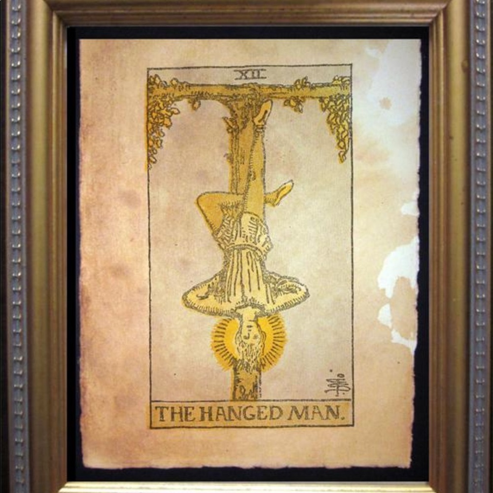 The Hanged Man Tarot Card Art Print Tea Stained
